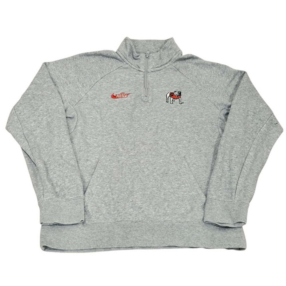 Nike Georgia Bulldogs UGA Quarter Zip Pullover Mens M Gray Vintage Style Dawgs